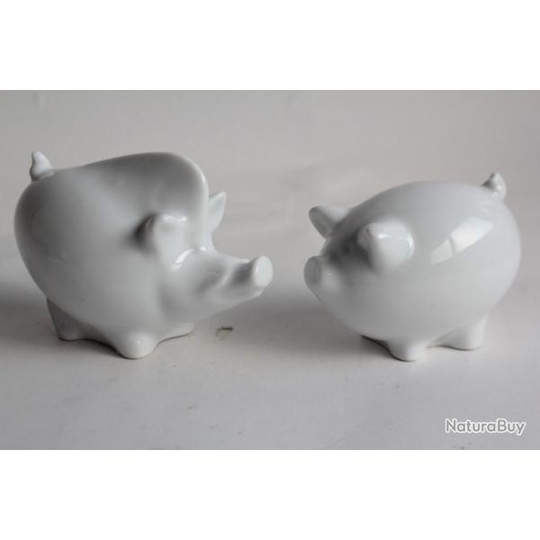 Cochon et Phacochre porcelaine Hollohaza Hongrie