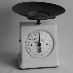 Ancienne Balance de cuisine fonte et émail Merkur Allemagne