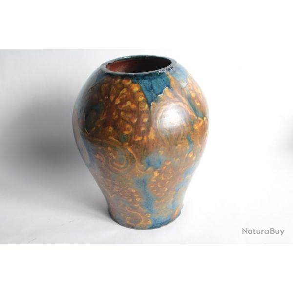 Vase terre vernisse Ren NICOLE Poterie Savoyarde