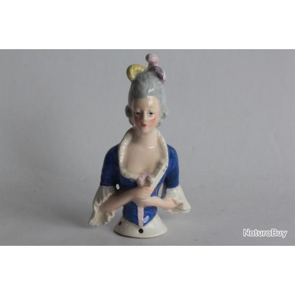 Demi figurine porcelaine Femme Marie Antoinette Half Doll Pincushion