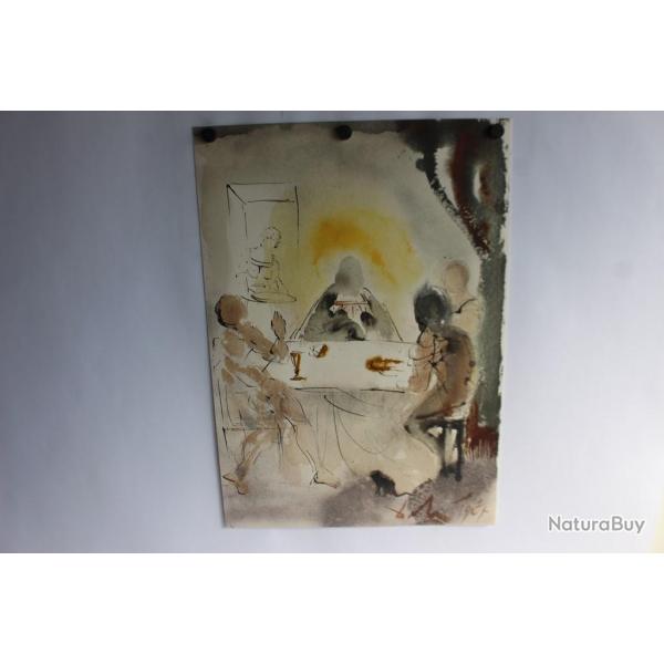 SALVADOR DALI Lithographie Biblia Sacra Fraction du pain