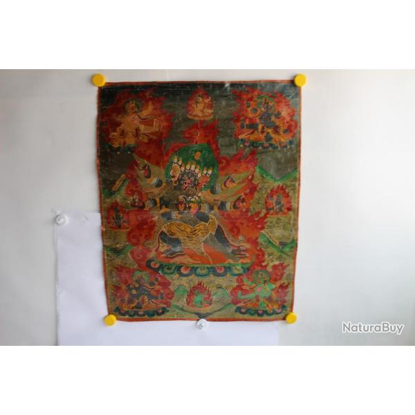 Peinture  l'huile sur toile thangka Yama Bouddhisme tibtain