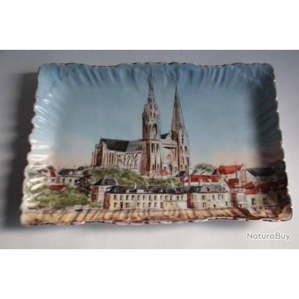 Plat de service rectangulaire porcelaine Cathdrale de Chartres