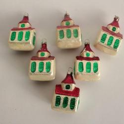 Lot Ancienne Décoration Noël 6 Maisons Christmas Ornament Santa