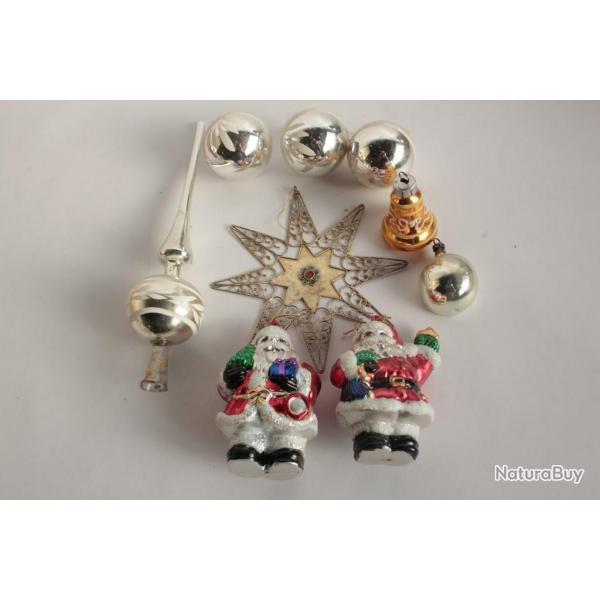 Lot 9 Dcoration Nol Boules divers verre Christmas Ornament Santa