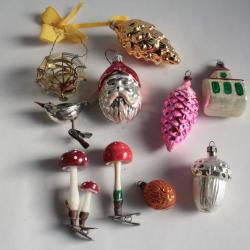 Lot 10 Décoration Noël Forêt Divers verre Christmas Ornament Santa