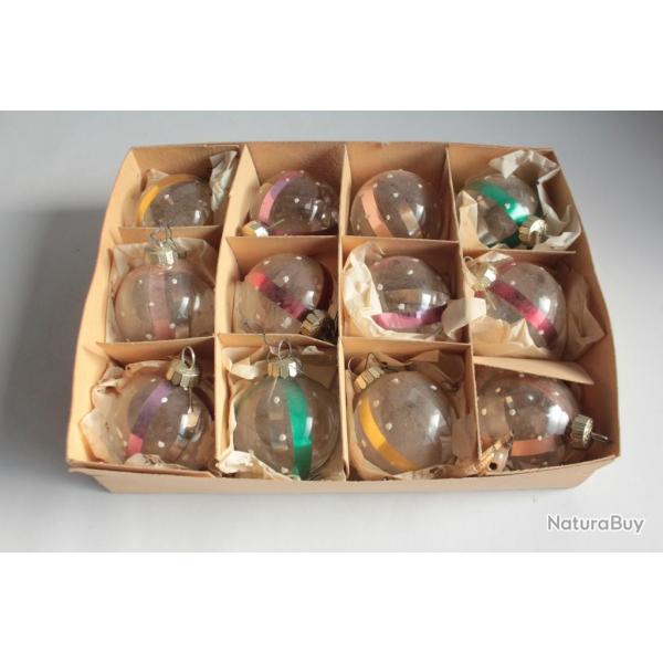 Lot 12 Dcoration Nol Boules verre Christmas Ornament Santa