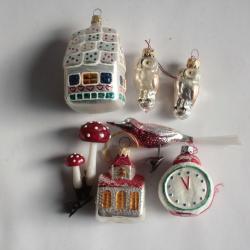 Lot 6 Décoration Noël Divers verre Christmas Ornament Santa