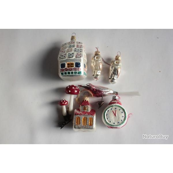 Lot 6 Dcoration Nol Divers verre Christmas Ornament Santa