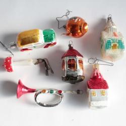 Lot 7 Décoration Noël Divers verre Christmas Ornament Santa