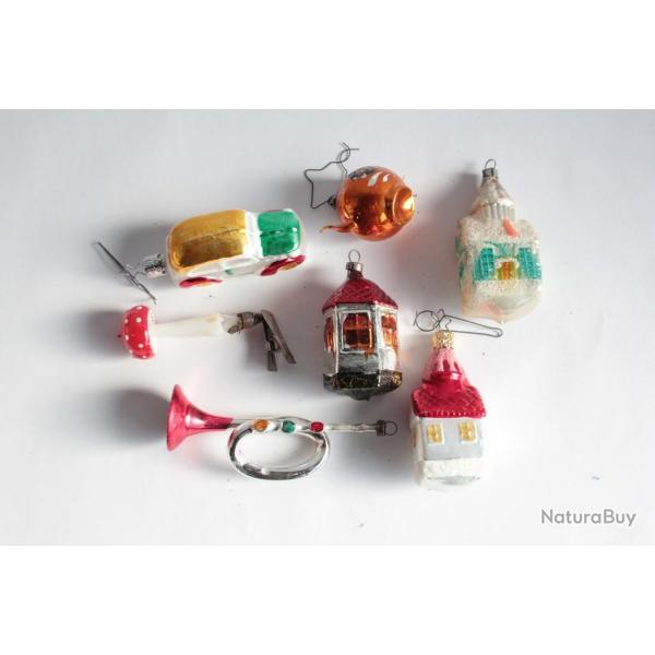 Lot 7 Dcoration Nol Divers verre Christmas Ornament Santa