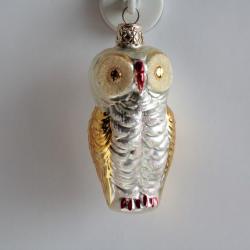 Ancienne Décoration Noël Oiseaux Hiboux verre Christmas Ornament Santa