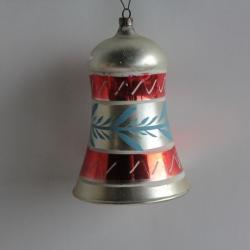 Ancienne Décoration Noël Grande Cloche verre Christmas Ornament Santa