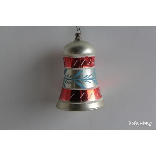 Ancienne Dcoration Nol Grande Cloche verre Christmas Ornament Santa