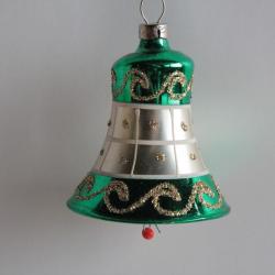 Ancienne Décoration Noël Cloche verre Christmas Ornament Santa