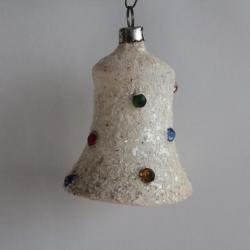 Ancienne Décoration Noël Cloche verre Christmas Ornament Santa