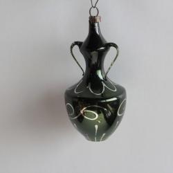 Ancienne Décoration Noël Vase verre Christmas Ornament Santa