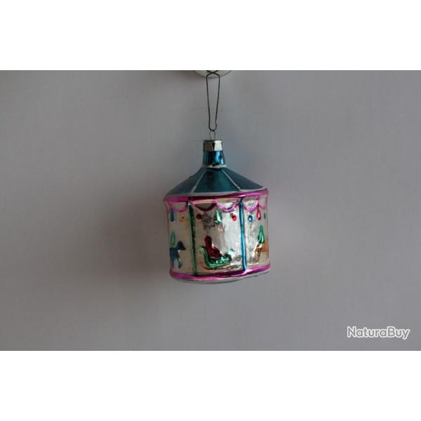 Ancienne Dcoration Nol verre Carrousel Christmas Ornament Santa