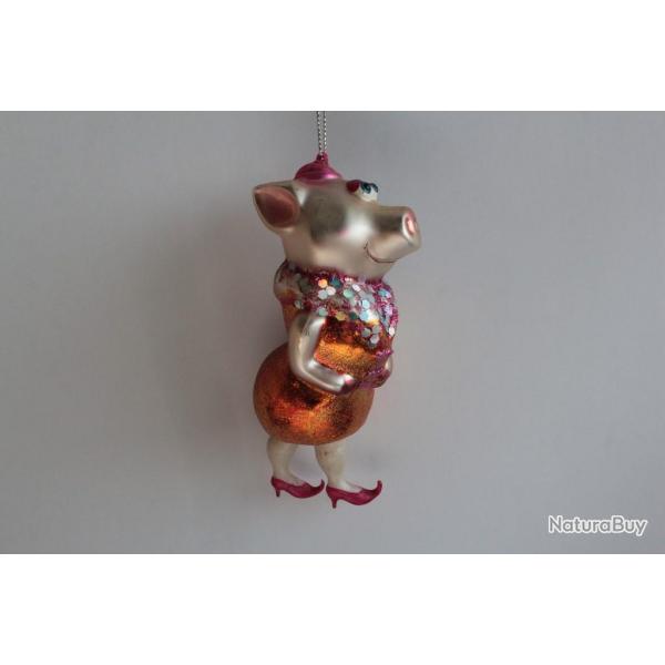 Ancienne Dcoration Nol verre Cochon Christmas Ornament Santa