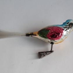 Ancienne Décoration Noël verre Oiseaux Christmas Ornament Santa