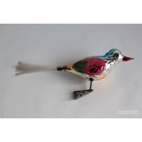 Ancienne Dcoration Nol verre Oiseaux Christmas Ornament Santa