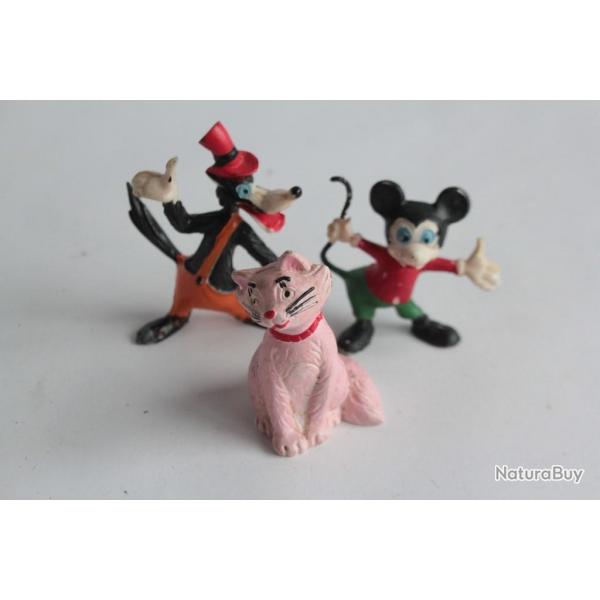 DISNEY anciennes figurines Little bad wolf Mickey Aristochat