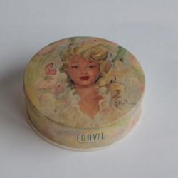Ancienne boîte publicitaire poudre Forvil parfum 5 fleurs