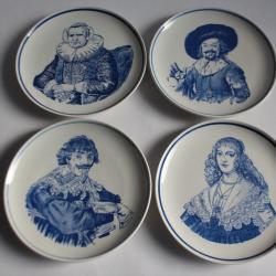 4 Assiettes Vintage Delfts Blauw Royal G Hand Painted Holland