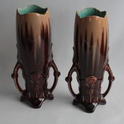 Paire vases barbotine Orchies Fleur