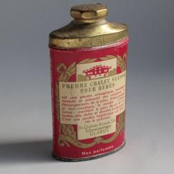 Ancienne boîte publicitaire Talc poudre chalet Suisse pour bébés Glarus
