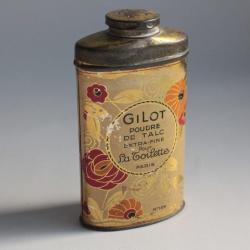 Ancienne boîte publicitaire Talc Gilot extra-fine La toilettes N°129