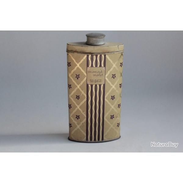 Ancienne bote publicitaire Talc Colgate's monade violet New york