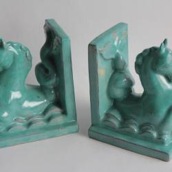 MENELIKA Serre-livres céramique Chevaux marins