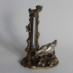Thermomètre bronze XIXe siècle Poule
