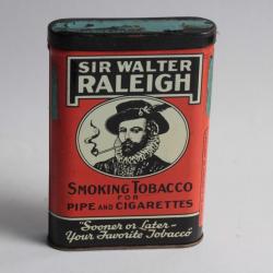 Boîte à Cigarettes tôle Sir Walter Raleigh Smocking Tobacco USA