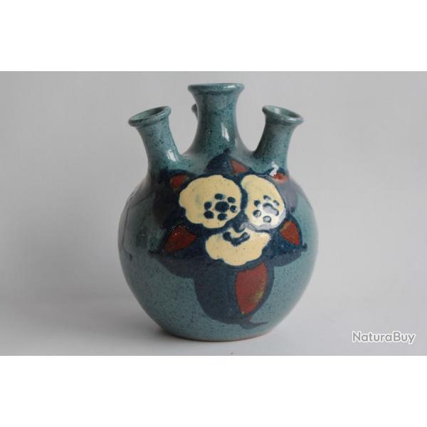 Vase pique fleurs cramique Paul JACQUET Annecy Savoie Poterie