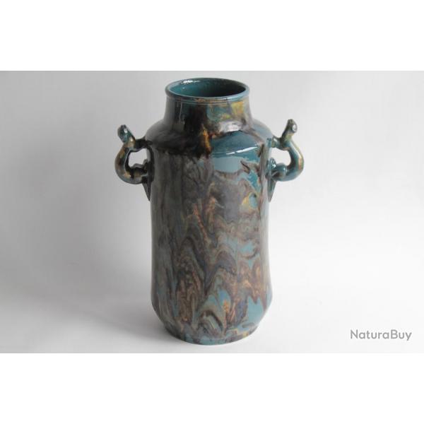 Paul Ami BONIFAS Grand Vase terre vernisse Zoomorphe Ferney Voltaire