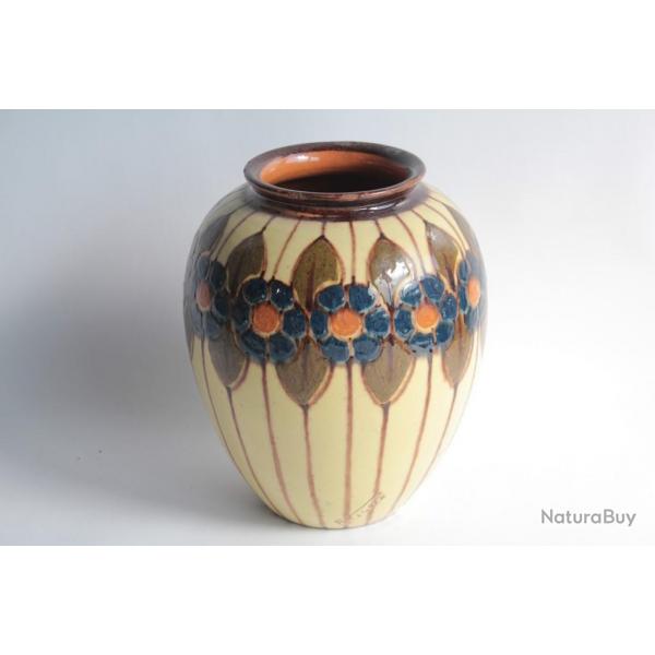 Vase terre vernisse Ren NICOLE Poterie Savoyarde