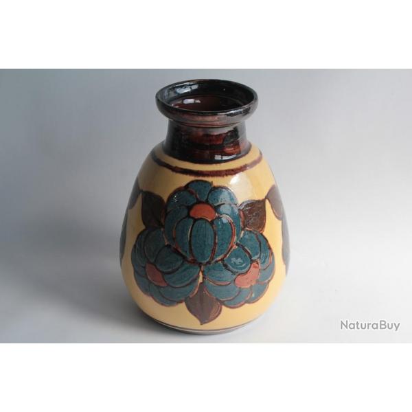 Vase terre vernisse Ren NICOLE Poterie Savoyarde