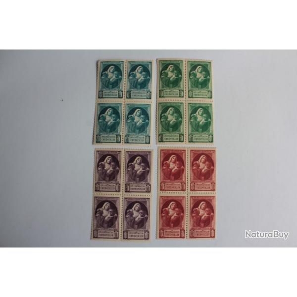 Lot 4 blocs x4  Vignettes pour nos victimes de la guerre
