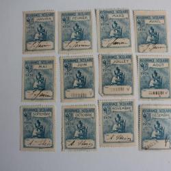 12 Vignettes Assurance scolaire 1926 complet