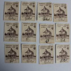 12 Vignettes Assurance scolaire 1932 complet