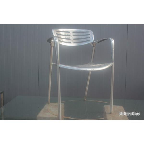 Fauteuil Toledo empilable aluminium Jorge Pensi pour Amat 1988