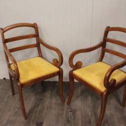 Paire fauteuils vintage a dossier barrette style anglais