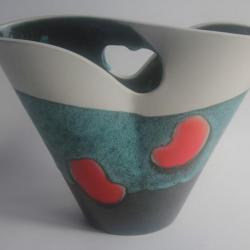 Grand vase double céramique Elchinger vintage 1950