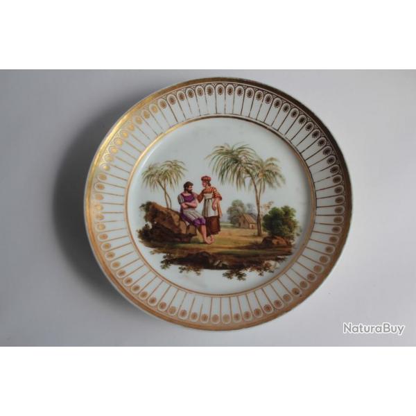 Assiette porcelaine Vieux Paris Empire XIXe sicle Oriental