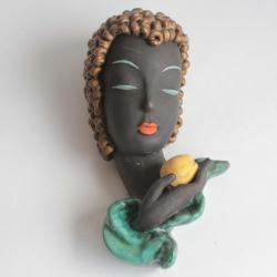 GOLDSCHEIDER Masque mural Eve femme céramique Art déco