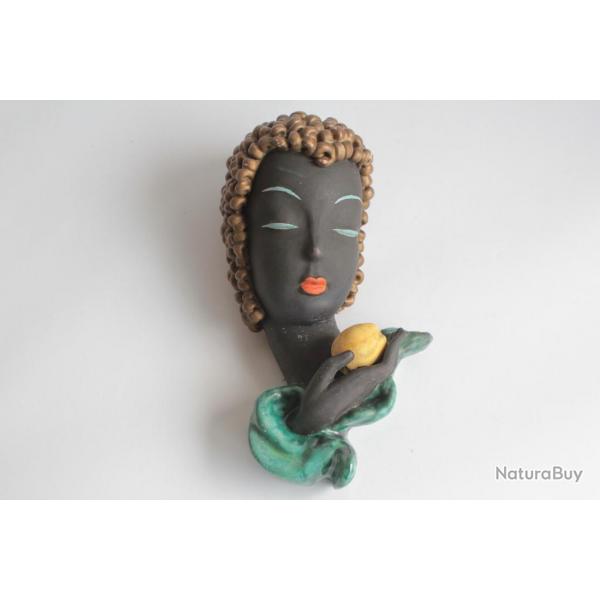 GOLDSCHEIDER Masque mural Eve femme cramique Art dco