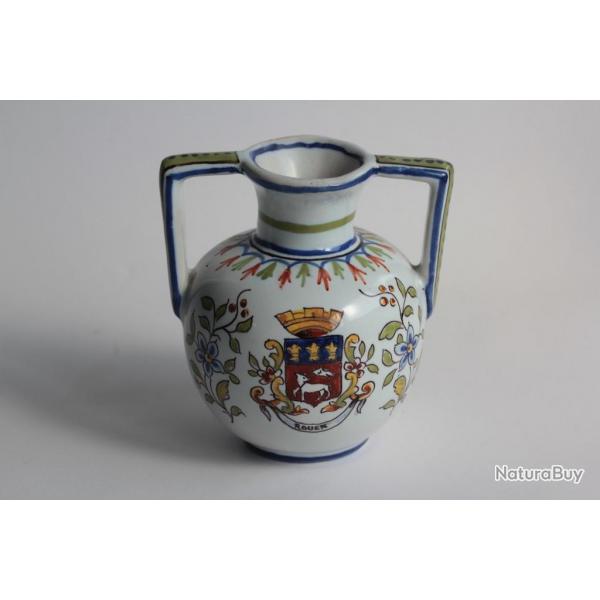 Vase faence armoiries Rouen Fourmaintraux-Courquin Desvres