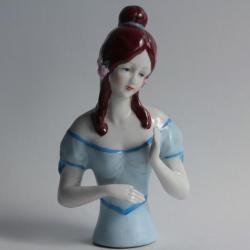 Demi figurine porcelaine Femme Allemagne Half Doll Pincushion